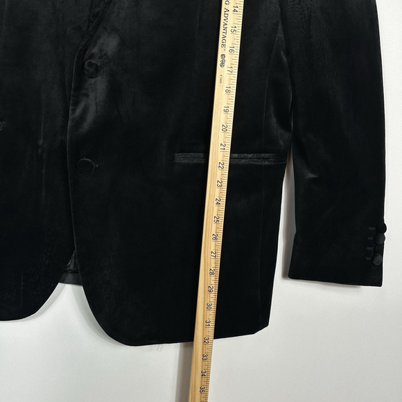 Linea Uomo Men's Black Velvet Blazer Jacket Shawl Lapel Size 46L Formal Dinner - Picture 7 of 13